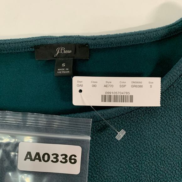 J Crew S NEW Double Knit Balloon Sleeve Top Textured Round Neck Green - Picture 3 of 9